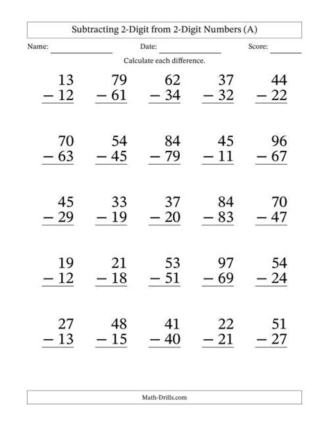 Subtract 2 Digit Numbers With Regrouping