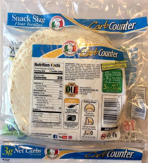 Keto Friendly Carb Counter Snack Size Flour Lean Tortillas 16 Ct 3g