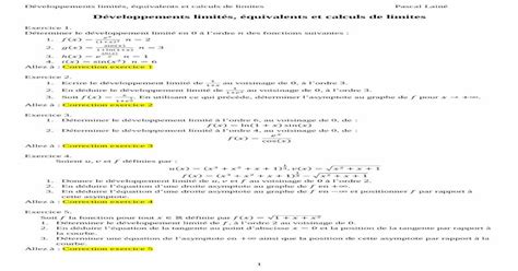 Pdf Développements Limités équivalents Et Calculs De Limites · Développements Limités