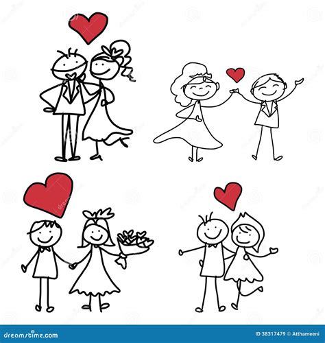 Hand Drawing Cartoon Happiness Wedding Stock Illustration - Image: 38317479