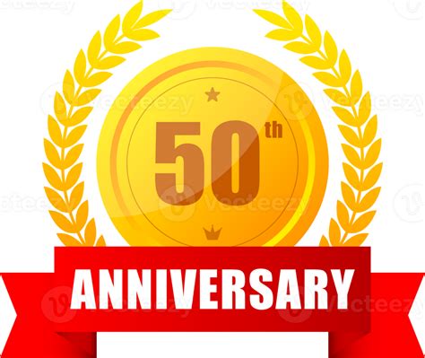 50 Years Anniversary Gold Button Label Logo On Black Backgrouund
