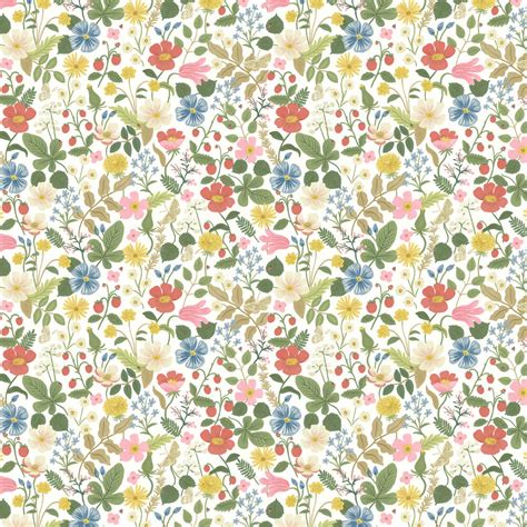 Strawberry Fields By Rifle Paper Co White Wallpaper Wallpaper Direct