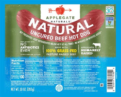 Products Hot Dogs Natural Uncured Beef Hot Dog Applegate