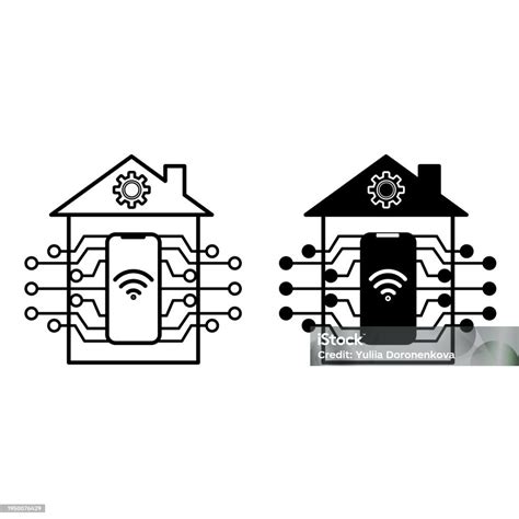 Smart Home Icons Home Automation Vector Illustration Of House Gear