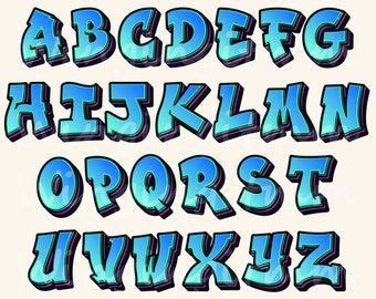 Sideways Blue Pink Color Alphabet Letters Numbers PNG File