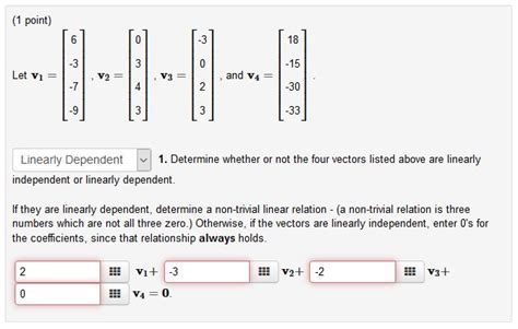 Solved Determine Whether Or Not The Four Vectors Listed