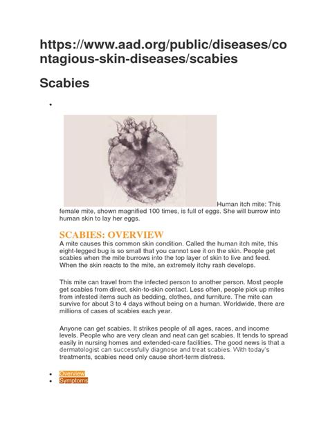 Ntagious Skin Diseases Scabies Scabies Pdf Medical Specialties