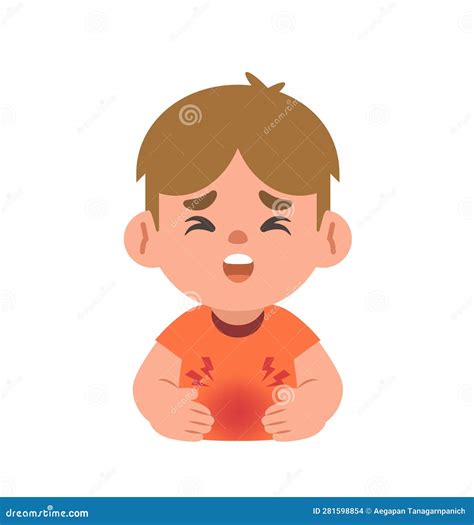 A White Boy Get A Stomachache Illustration Cartoon Character Vector