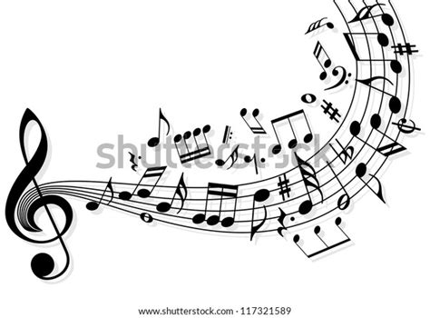 Musical Notes Flying Over Stave Stock Vector Royalty Free