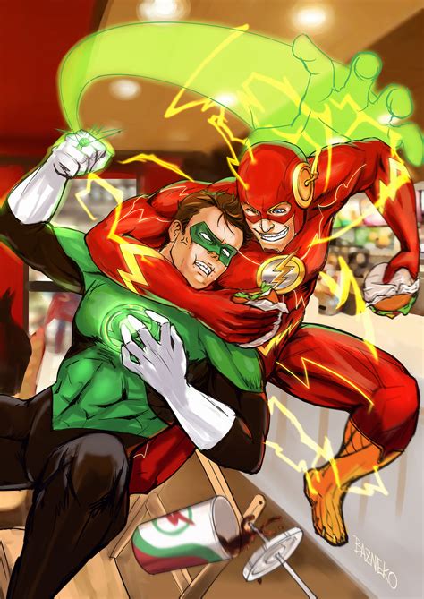 Green Lantern The Flash Hal Jordan And Barry Allen Dc Comics And 2 More Drawn By Bazneko