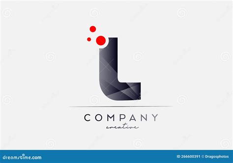 L Alphabet Letter Logo Icon With Grey Color And Red Dot Design