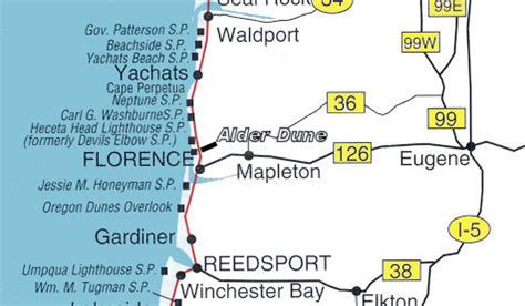 Map of Alder Dune Campground, Florence, Central Oregon Coast