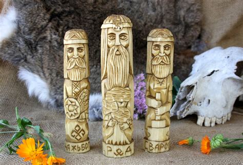 Slavic Gods ROD, SVAROG and DAJDBOG. Wooden Gods. Small Wooden Figurines. Hand Carved Wooden ...