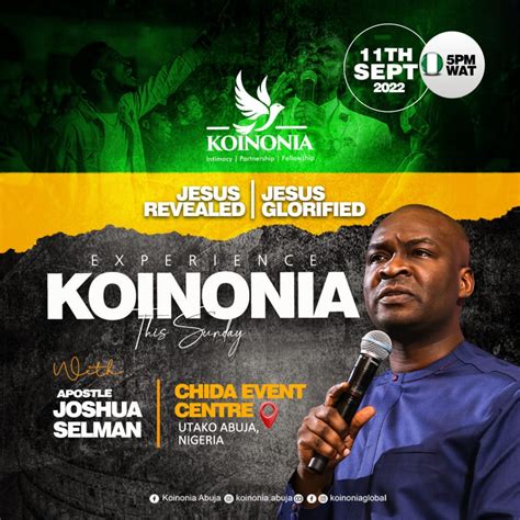 Koinonia Sunday Service Th September With Apostle Joshua Selman