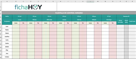 Hoja De Control Horario En Excel GRATIS FichaHoy