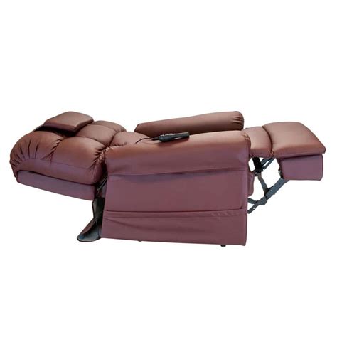 WISELIFT Sleeper Lift Chair Burgundy Enduralux Leather Built in Heat ...