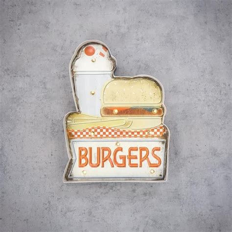 Illuminated 3d Retro Sign Burgers