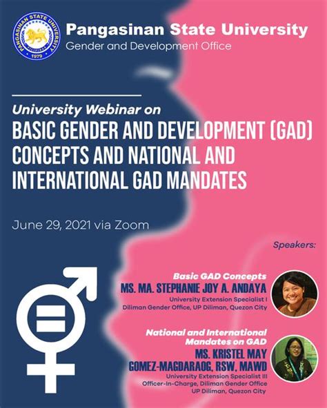 University Webinar On Basic Gender And Development Gad Concepts And