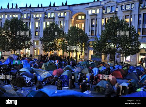 The Courtyard Of St Paul S Cathedral Filled With Tents Of The Anti