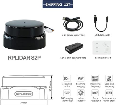 قیمت و خرید خرید از آمازون Waypondev Rplidar S2p 2d 360 درجه سنسور