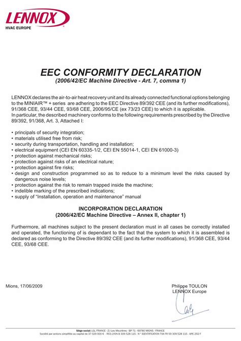 PDF EEC CONFORMITY DECLARATION DOKUMEN TIPS