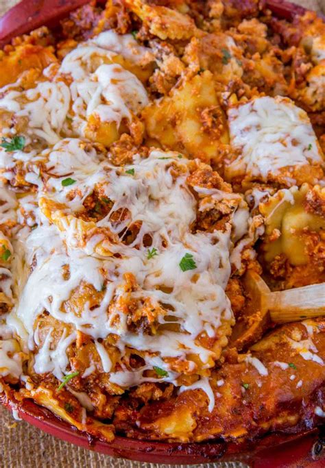 Easy Ravioli Lasagna Bake With Three Cheeses And Ground Beef Is An Easy