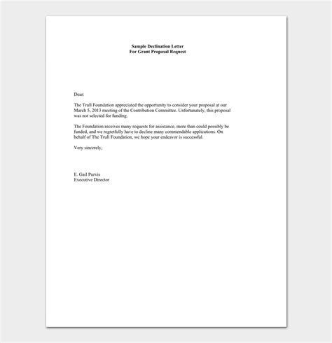 Grant Rejection Letter Samples Examples And Formats