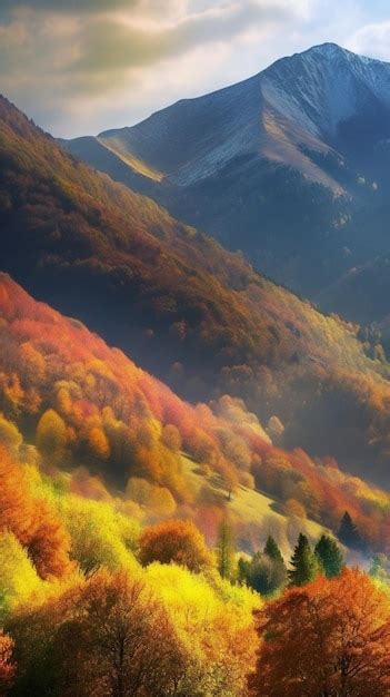 Premium AI Image | Autumn in the mountains wallpaper