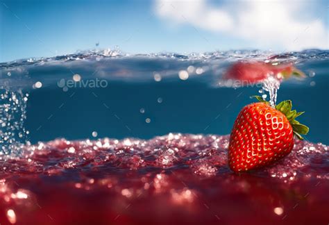 Strawberry Falling Into Water Splash Stock Photo By Stockphoty Photodune