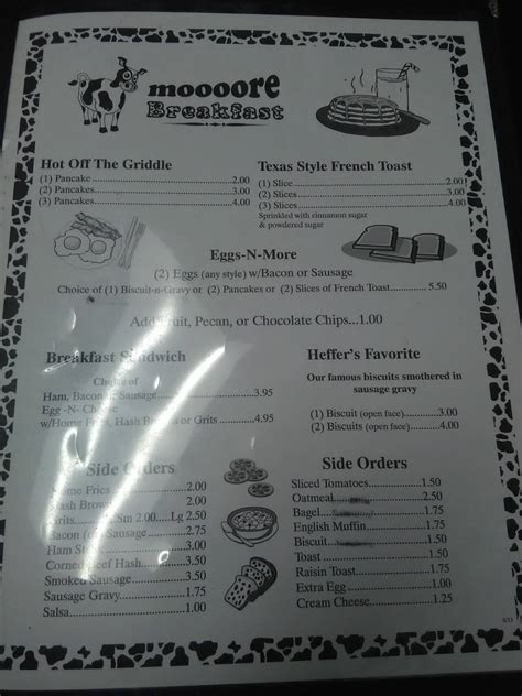 Menu at Heffer's Kountry Cafe, Ormond Beach, 603 S Yonge St