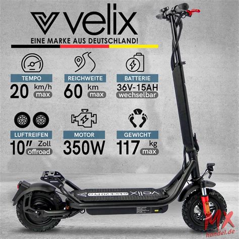 Mx Handel Velix E Kick Pro E Scooter Elektroroller Nach Ekfv