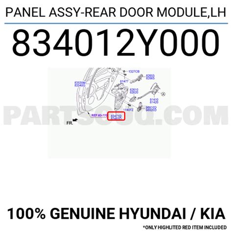 PANEL ASSY-REAR DOOR MODULE,LH 834012Y000 | Hyundai / KIA Parts | PartSouq