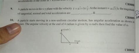 9 A Particle Moves In The Xy Plane With The Velocity V Ai Btj At Th