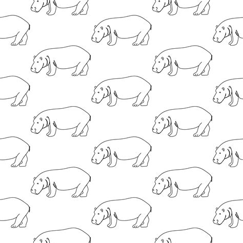 Premium Vector Vector Seamless Pattern With Hippos One Line Art