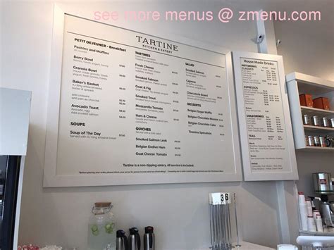 Menu at Tartine Kitchen & Eatery pub & bar, Beverly