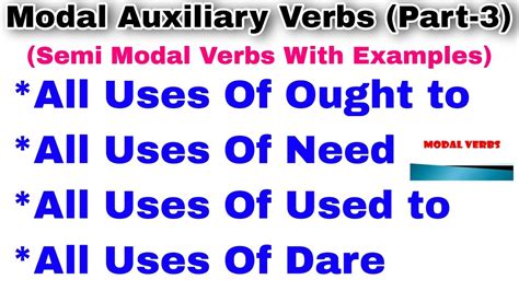 Semi Modal Verbs In English With Examples Modal Auxiliary Verbs