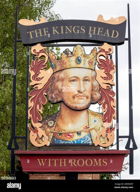 Traditional Hanging Pub Sign At The Kings Head Public House Warwick