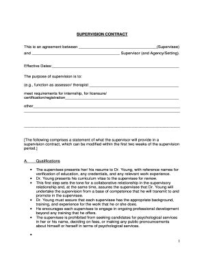 Fillable Online SUPERVISION CONTRACT Carol Falender Fax Email Print