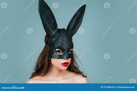 Easter Bunny Girl Egg Hunt Woman Rabbit Mask Sensual Seductive Stock Image Image Of Black