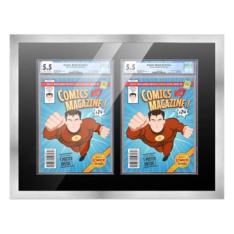 Comic Book Frame Wall Display with Mat for 2 CGC, CBCS OR PGX Graded ...