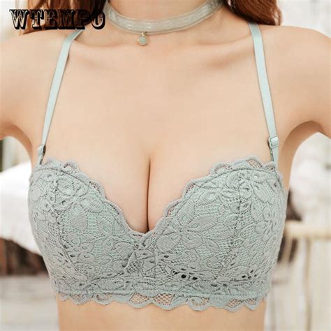 Buy Women Sexy Underwire Padded Push Up Embroidery Lace Bra