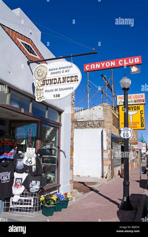 Downtown Stores In Williams Historic Route 66 Arizona Usa Stock Photo