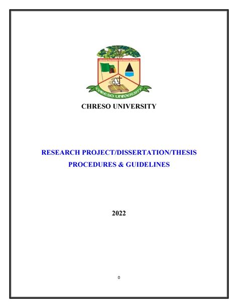 CU Research Project Guidelines - CHRESO UNIVERSITY RESEARCH PROJECT/DISSERTATION/THESIS ...