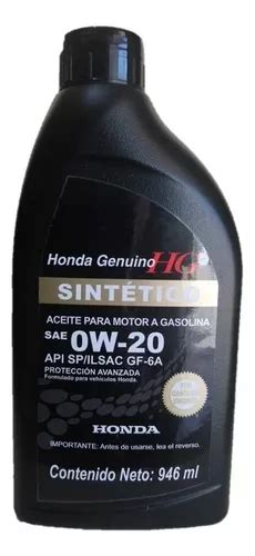 Aceite Para Motor Honda Sintético 0w 20 Para Carros Pickups Suv De 1