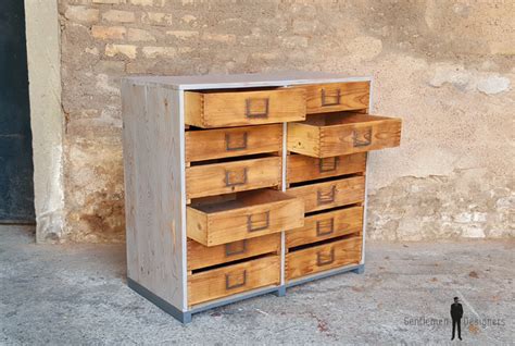 Meuble De M Tier En Bois Tiroirs Style Industriel