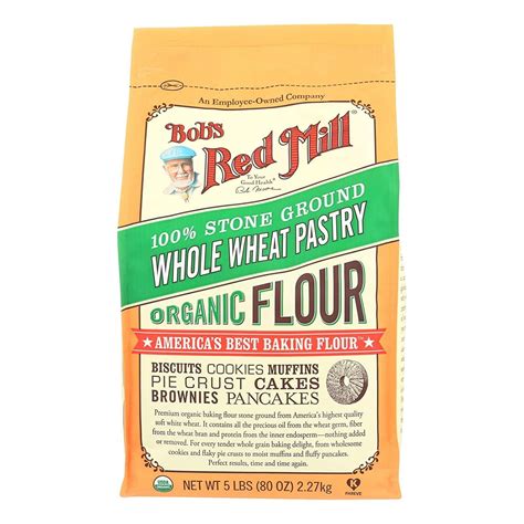 Bob S Red Mill Organic Whole Wheat Pastry Flour Stone Ground 5 Lbs