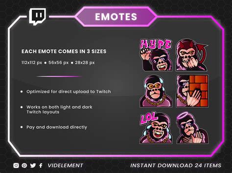 Twitch Gorilla Emote Twitch Emotes Twitch Sub Emotes Text Etsy Canada