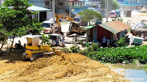 Project Filling Land Clearing Trash By Komatsu D P Bulldozer Push