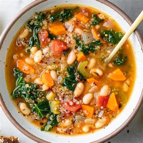 Kale Quinoa White Bean Soup Healthy Easy The Simple Veganista