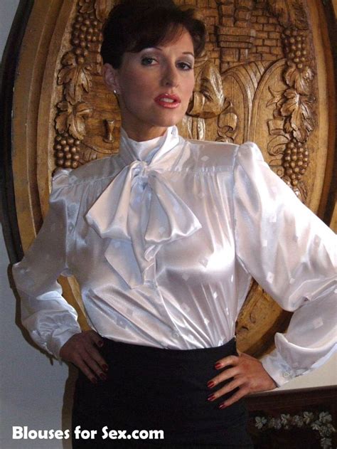 Pin By Nel On Blouses Satin And Silk Satin Bow Blouse White Satin Blouse Old Lady In Satin